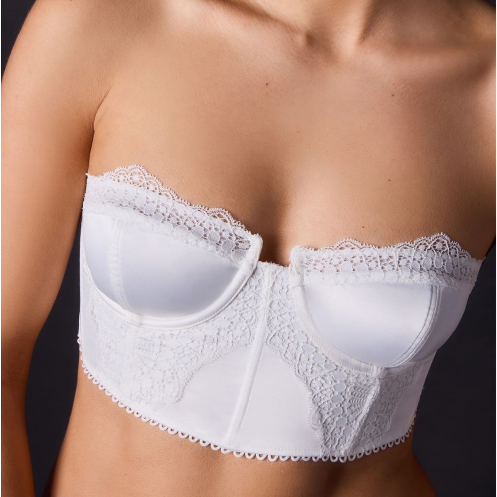 Free People Intimately FP Lingerie Lots of Love Corset Crop Bralette Ivory - Picture 2 of 8
